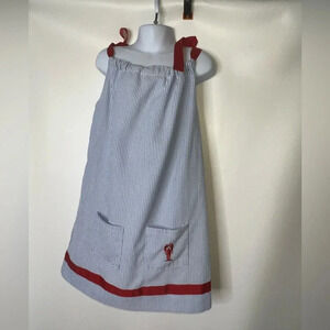 Classic Prep Child CPC girls blue seersucker pillowcase dress lobster sz 5